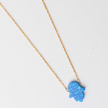 Load image into Gallery viewer, BLUE HAND OF FATIMA NECKLACE