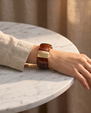 Load image into Gallery viewer, Brown and Gold Bangle