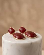 Load image into Gallery viewer, Burgundy Drop Studs
