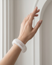 Load image into Gallery viewer, Cuffed Clear and White Bangle