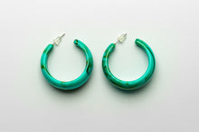 Load image into Gallery viewer, MARBLE TEAL HOOPS